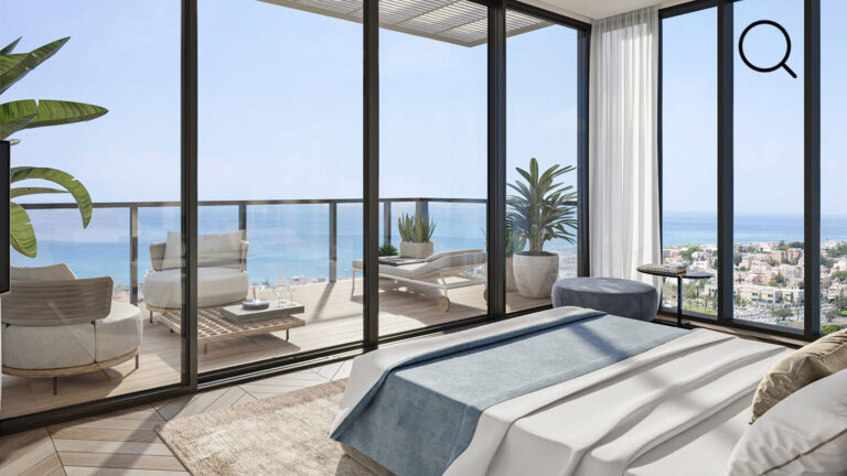 הדמיית חדר שינה נוף לים