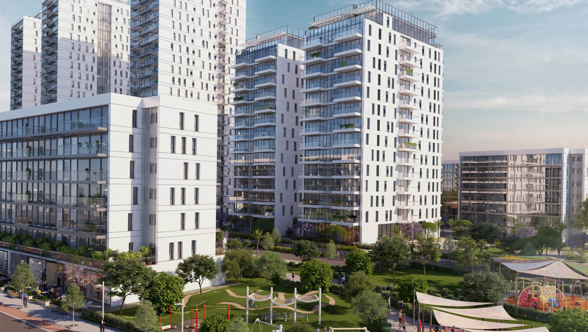 הדמייה של הבניינים ביום